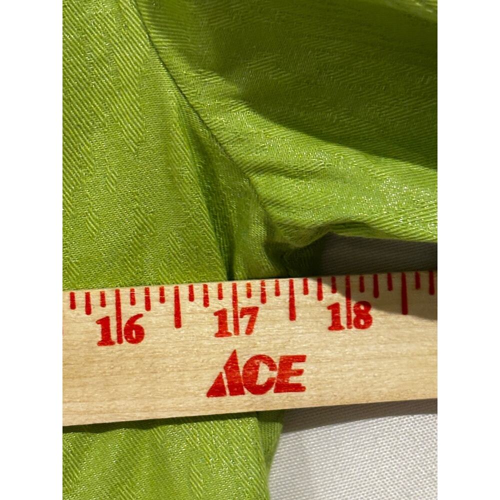 Chico's Chartreuse green Cotton Jacquard blazer Jacket Sz 0 S Coastal travel - Picture 7 of 9